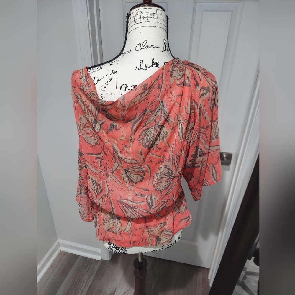 Small Guess Chiffon Blouse - Pastel Floral Peach